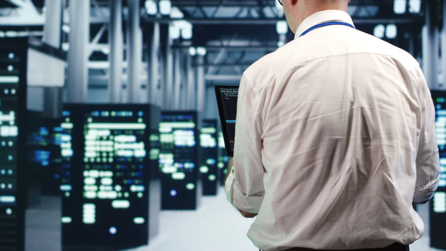 AI infrastructure and data centers — server racks, switchgear and precision-cooling equipment.